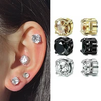 magnetic stud earrings non piercing clip on fashion round four claw zircon earrings ear clip punk jewelry for women men