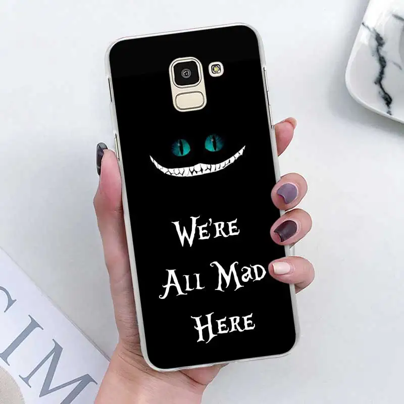 Чехлы Alice in Wonderland Cat для samsung Galaxy J4 Plus J6 Plus J8 J3 J5 J7 J5 Prime, Жесткий Чехол