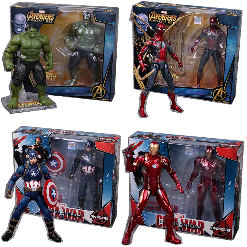 

Marvel The Avengers Falcon Spiderman Hulk Iron Man Panthers Captain America Hawkeye 18cm Action Figure Model child Toys Dolls