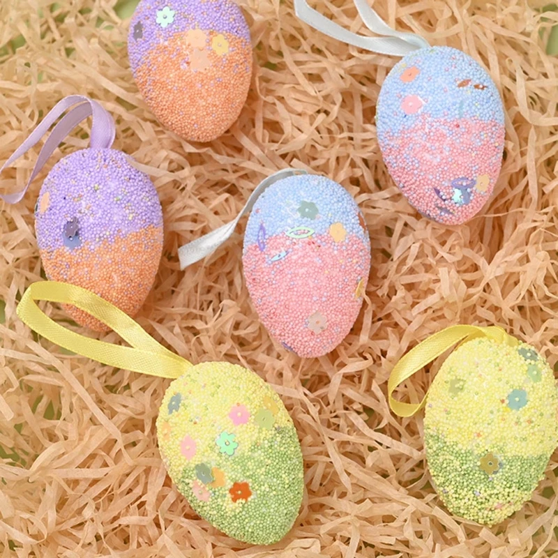 

6/12/48pcs Colorful Foam Easter Eggs Decorations Painted Bird Pigeon Eggs DIY 95AA