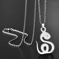 new fashion silver color animal snake pendant stainless steel necklace jewelry for men women wholesale dropshipping hot sale