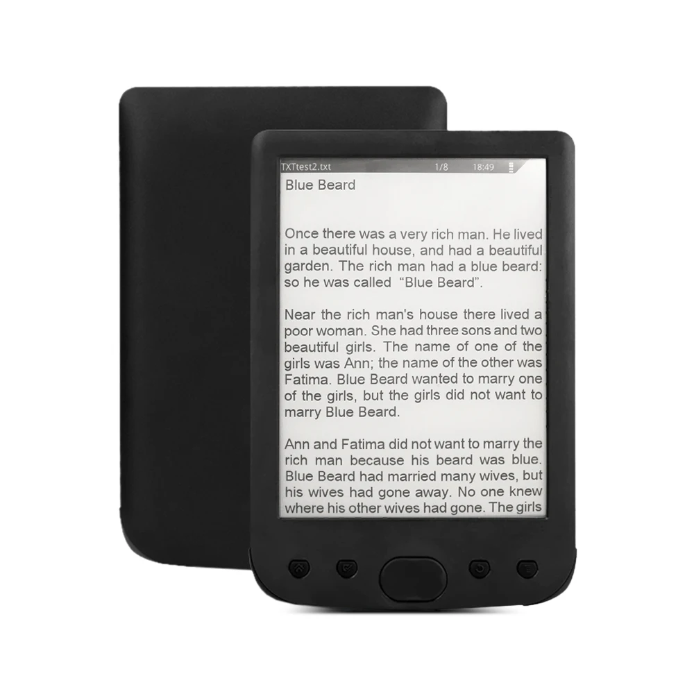 

6 Inch e-Book Reader E-Ink Screen 800*600 Resolution Glare-free with USB Cable PU Cover Built-in 8GB Memory Storage E-reader