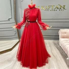 Женское вечернее платье, готическое красное платье с цветочной аппликацией, для выпускного вечера