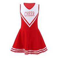 kids girls cheerleader costume sleeveless v neck letter print dress cheerleading dance dress school uniform for sport jazz dance