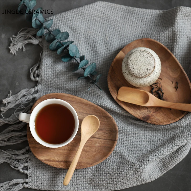 Прямоугольная деревянная тарелка из устричного дерева овальная в японском стиле