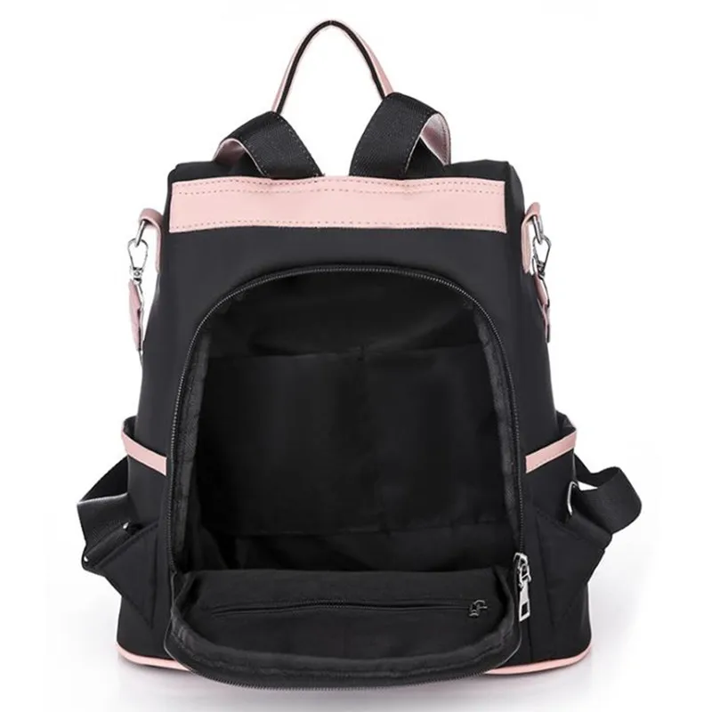 Повседневный Рюкзак из ткани Оксфорд для женщин черные водонепроницаемые