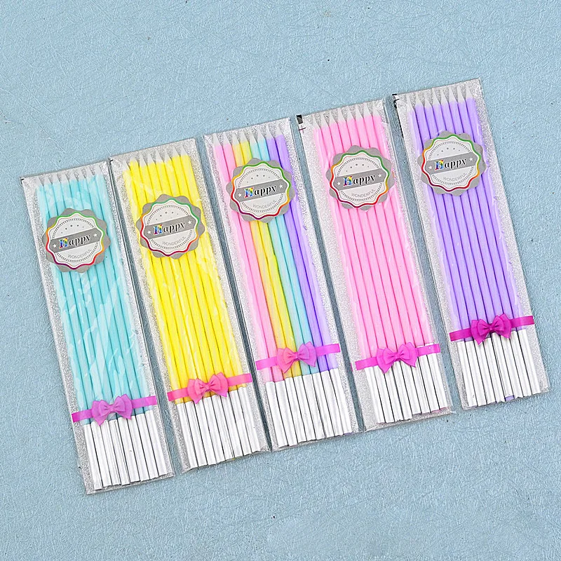 

8PCS/set Rainbow Long Pencil Cake Candle Safe Flames Kids Birthday Party Wedding Cake Candle Home Decoration Favor Supplies