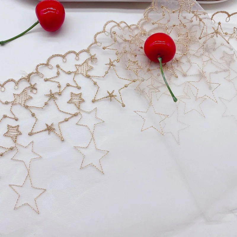 

Gold Thread Star net yarn Lace Water-Soluble Embroidery Lace DIY Handmade Clothing Accessories