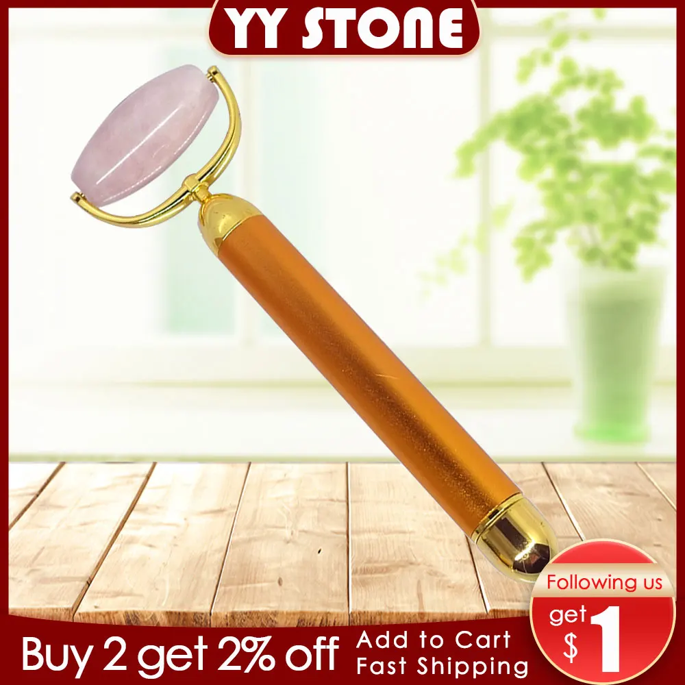 Роликовый лицевой массажер для тела розовый кварц 24 к артефакт подтяжка лица
