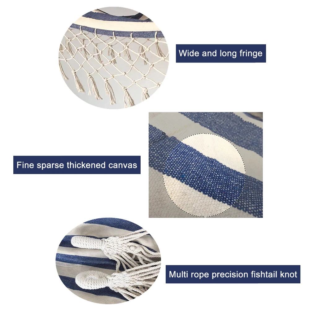 

Camping Pure Double Hammocks Canvas Tassel Sleeping Outdoor Backyard Swing Beds for Home Garden Laying Accessories