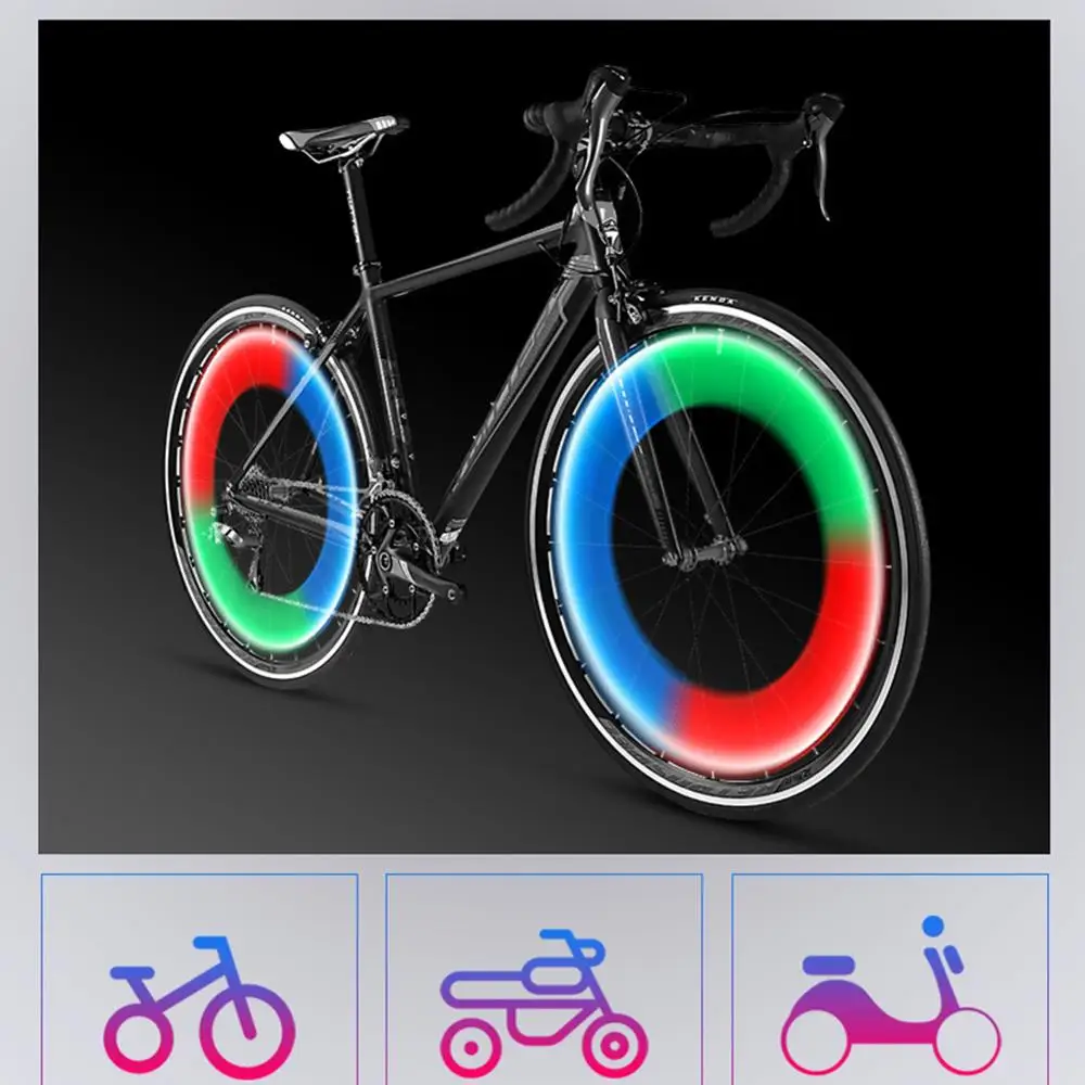 2 Buah Lampu LED Sepeda Motor Nozzle Jalan Cahaya Bersepeda Berbicara Lampu Ban Tutup Katup Ban Roda LED Sepeda Lampu Sepeda aksesoris