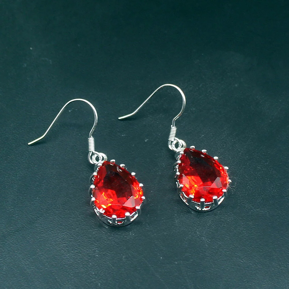 

Hermosa Blood Red Garnet Teardrop Charms Genuine 925 Silver Dangle Drop Hook Earrings Jewelry Gifts for Women Girls 20213750