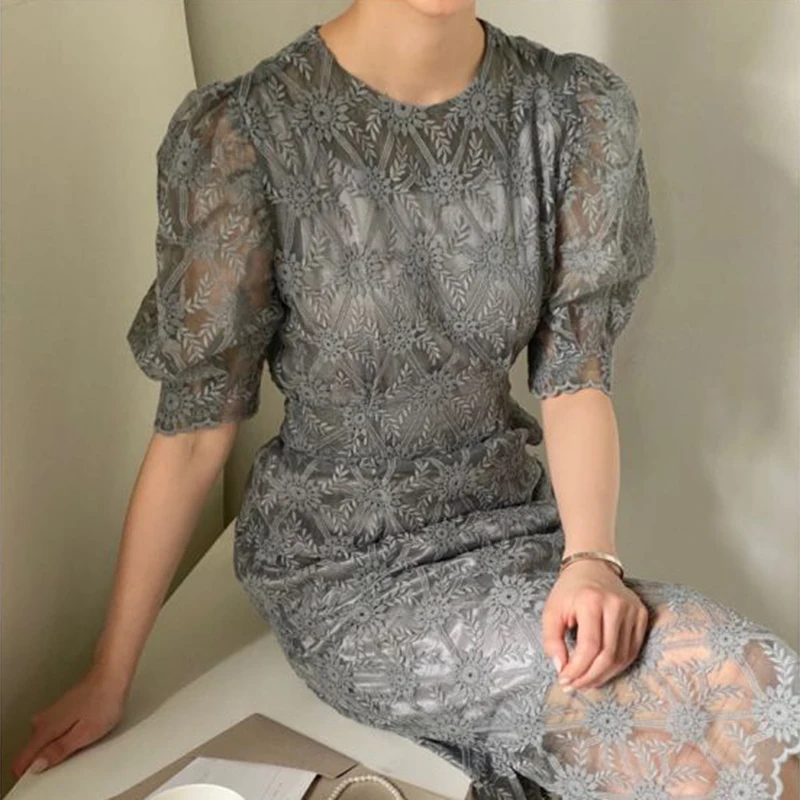 Nomikuma кружевное женское платье элегантное с высокой талией 2021 летнее пышными