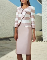 tailor shop mother of bride outfit party dress plus size pink stripe jacket and dress satin dress party wedding dress 2020