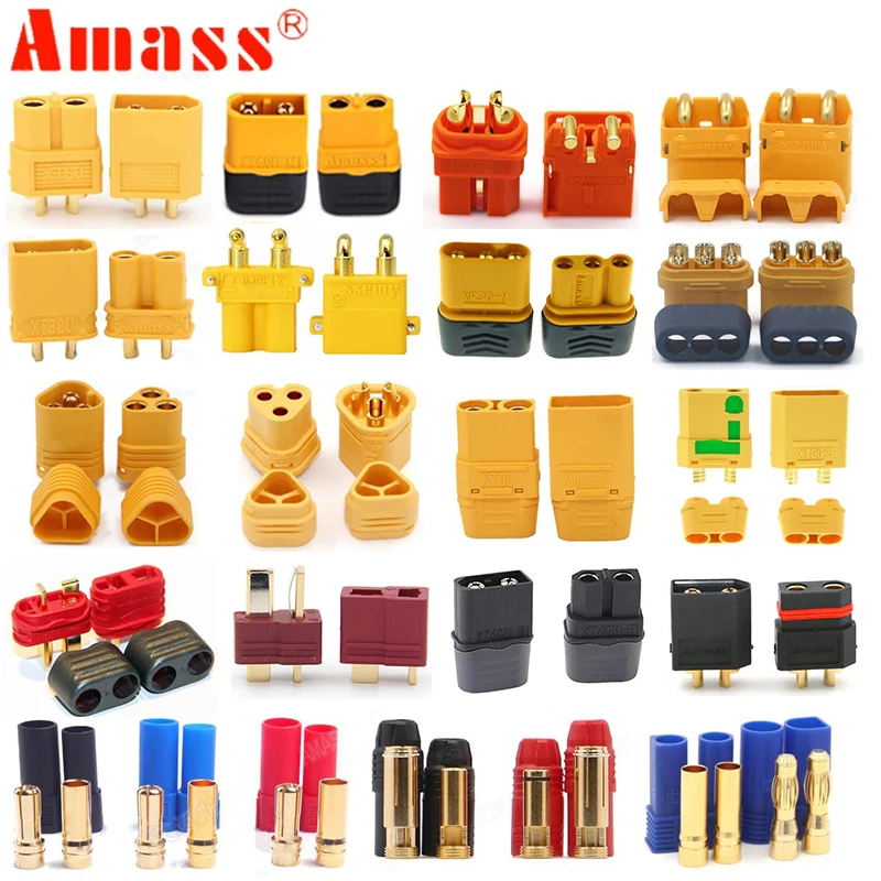 5 пар разъемов Amass XT90S XT90 XT60 XT60H XT30 MR30 MR60 MT30 MT60 XT60I XT60W XT60PW XT30PW T-type PW XT150 AS150 EC5 | Игрушки