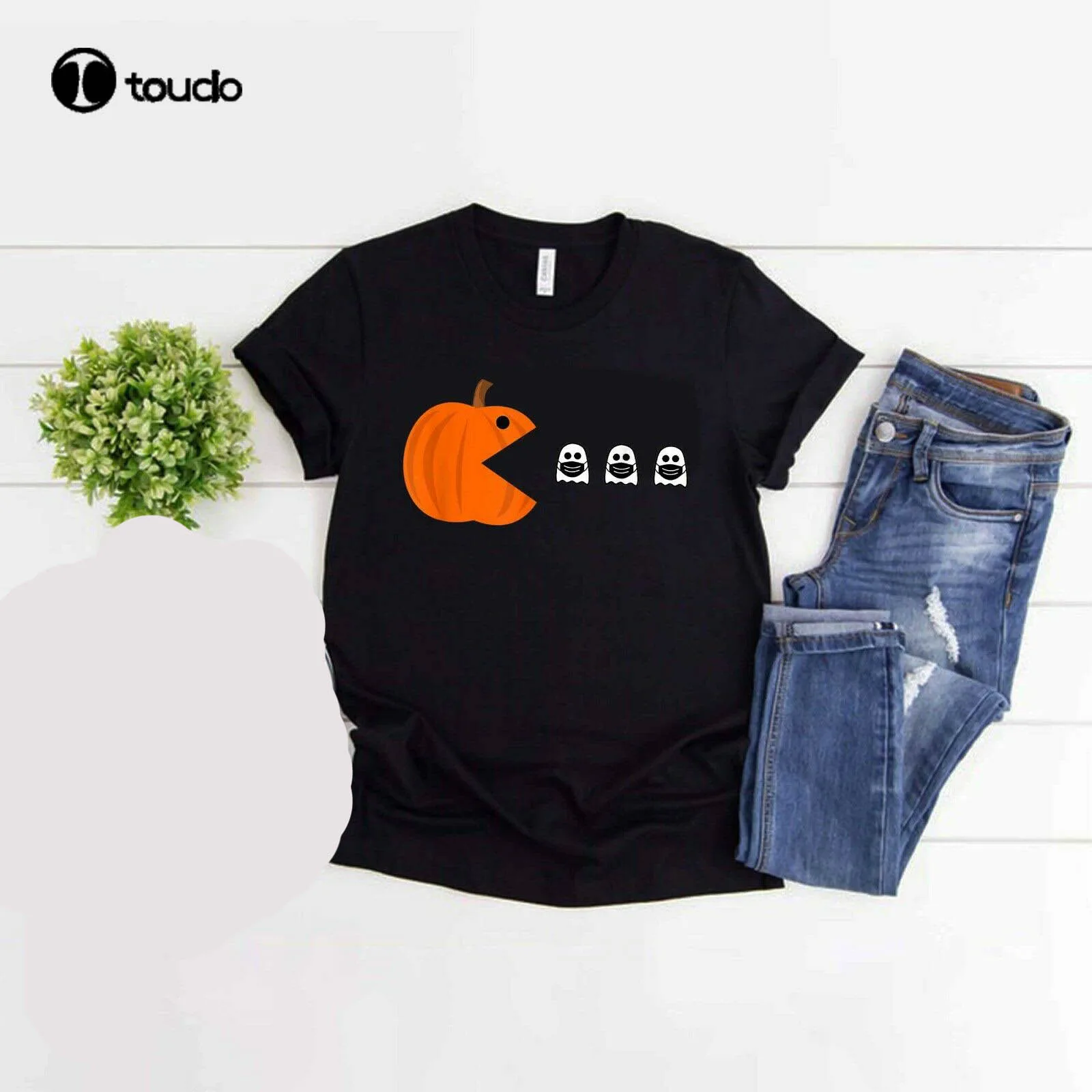 

Funny Halloween, Pumpkin Eating Ghost Mask T-Shirt, Unisex tee
