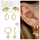 Серьги женские серебряные в стиле панк, украшения для ушей со змеей под золото, костяные серьги-звёзды с цирконом, Серебряные украшения 925