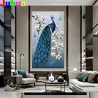 Картина с изображением животных павлина, полноразмернаякруглая 5D алмазная Вышивка Птицы, мозаика с полным декором, алмазная вышивка