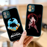 avatar the last airbender anime phone case black green color matte transparent for iphone 12 mini 11 pro x xr xs max 7 8 plus