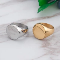 haoyi stainless steel smooth round ring for men women fashion silver color gold black couple band square jewelry gift