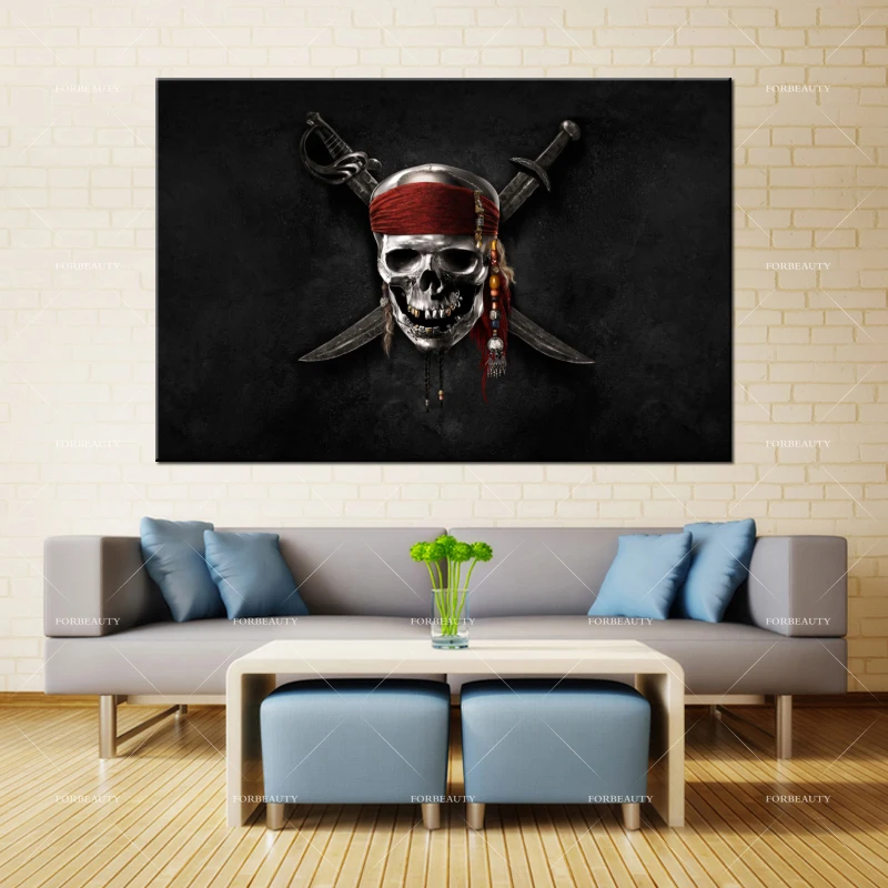 Forbeauty холст живопись стена искусство Пираты Карибского флага Спрей Печать