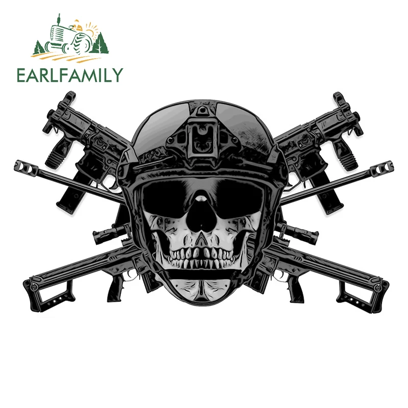 

EARLFAMILY 13 см x 7,9 см для пистолета Автомобильная наклейка с черепом аниме виниловые наклейки Водонепроницаемый багажник автомобиля аксессуар...
