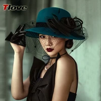 audrey hepburn lady elegant vintage bow wool hat basin hat female winter wool hat party style female cap