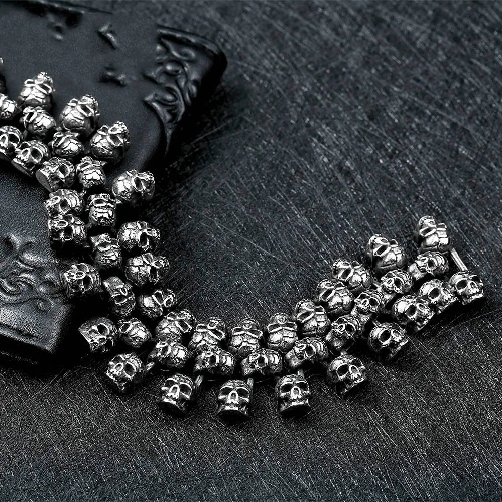 Мужской широкий браслет с черепом из титановой стали модный мужской