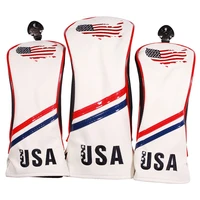 3 pieces universal golf club head covers protector 460cc driver wood headcovers set no tags usa flag design