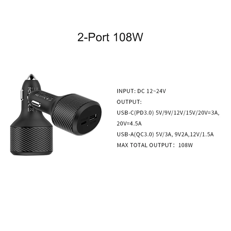 108 Вт USB PD QC3.0 автомобильный адаптер для быстрой зарядки для MacBook Air iPhone 13 Pro Max 12 SAMSUNG XIAOMI Dell HP Nintendo переключатель для ноутбука (art.: 3920b710bf98b) - 3920b710bf98b
