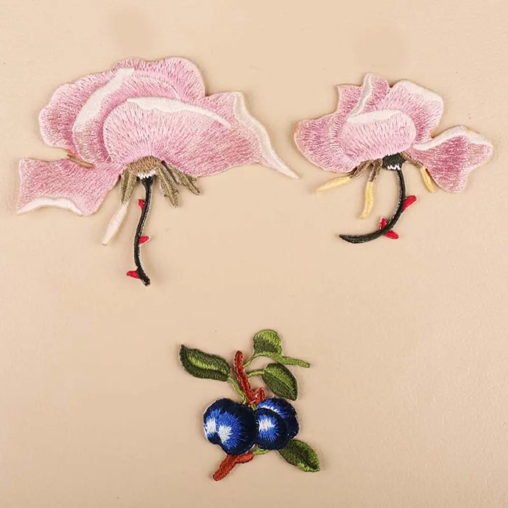 1pc Flower Embroidery Patches Iron On Sew Fabric Sticker Rose Shape Clothes Decor Appliques Craft Sewing Accessories | Дом и сад
