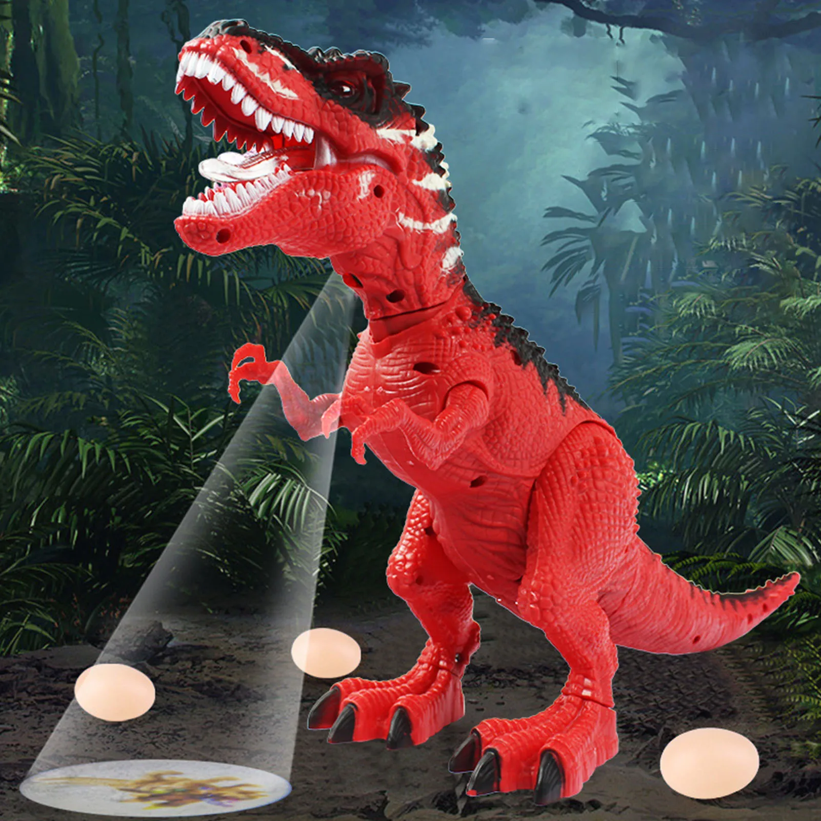 Электрическая игрушка-динозавр ходячая тираннозавр несущая яйца 3D проекция