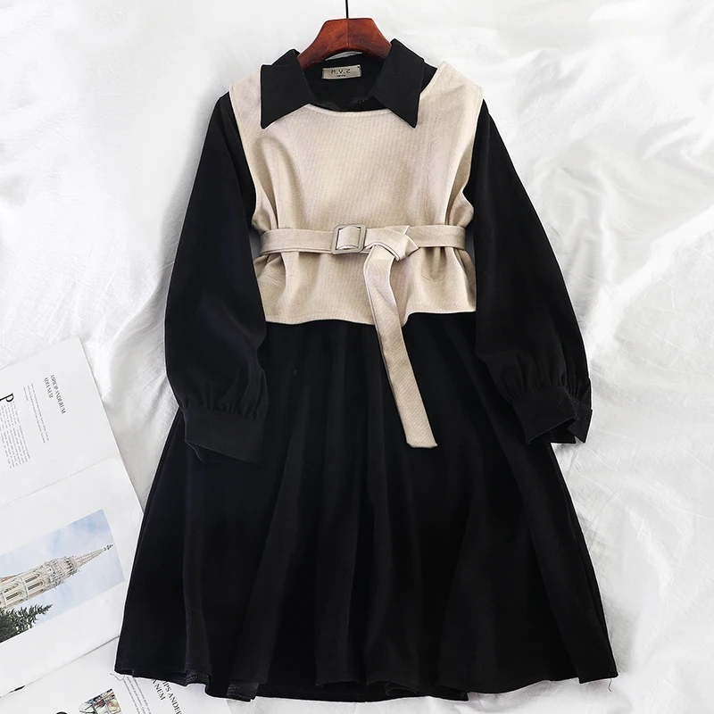 2019 новый модный Женский Осенний жилет из двух частей костюм платье для