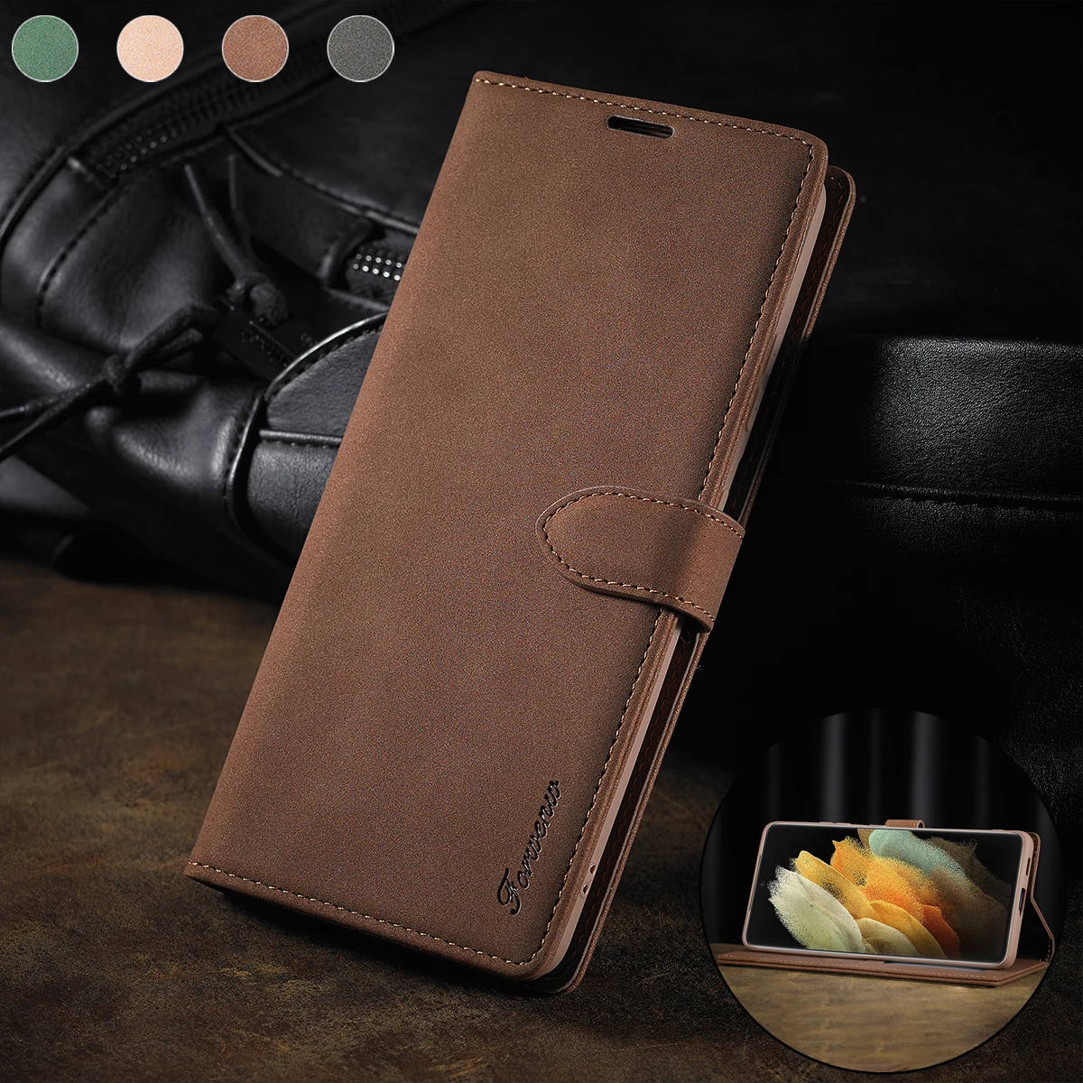 

Wallet Card Slot Case For Samsung Galaxy A72 A52 A12 S30 S21 S20 FE S10 E S9 S8 Note10 9 8 A32 A42 5G Plus Lite Ultra Thin Cover