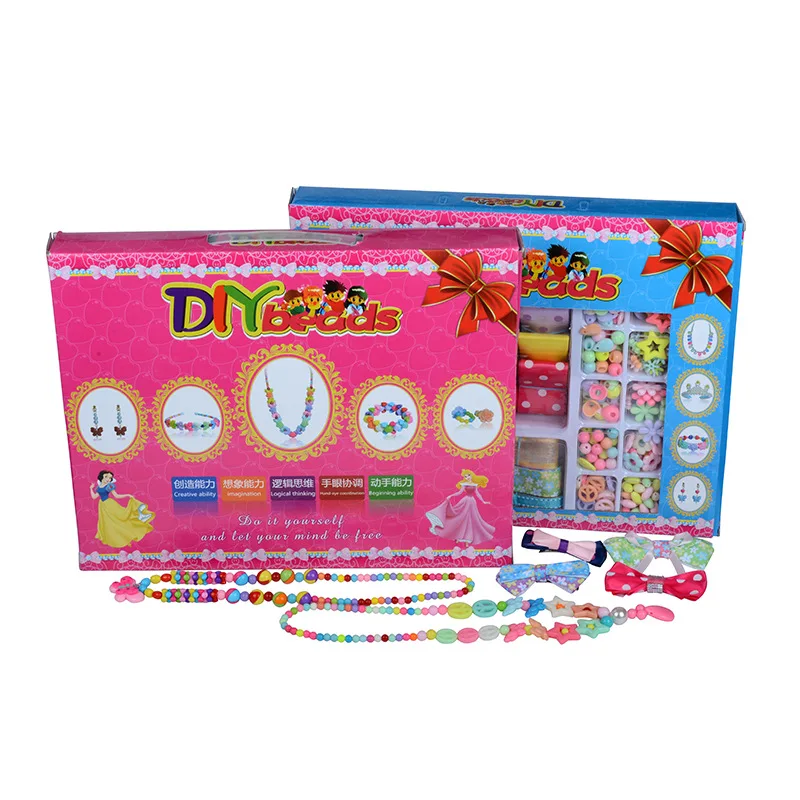 

Kids DIY Handmade Beaded Creative Beads Bowtie Ribbon Accessories Crafts Making Bracelet Necklace Jewelry Girls Toys Gifts Box
