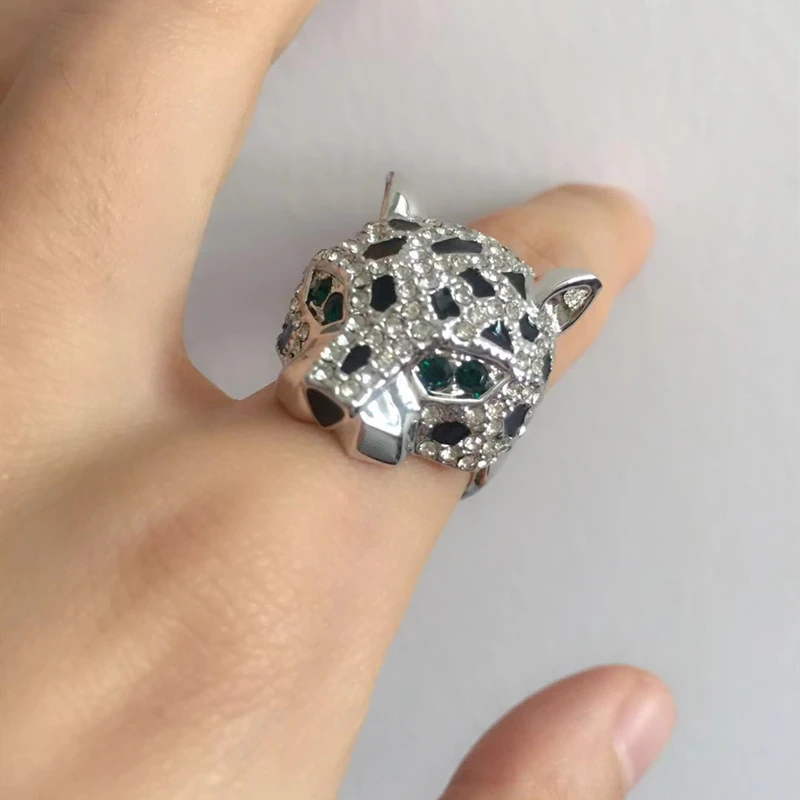 Полный AAA CZ Циркон леопард пантера палец кольцо зеленые глаза животных дизайн для