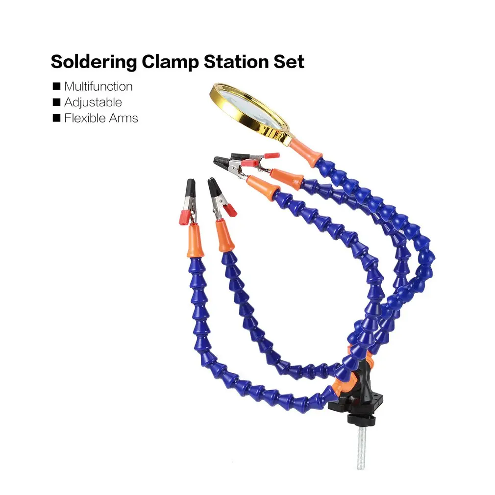 Гибкая вращающаяся металлическая паяльная станция с лупой 4 шт.|Детали и