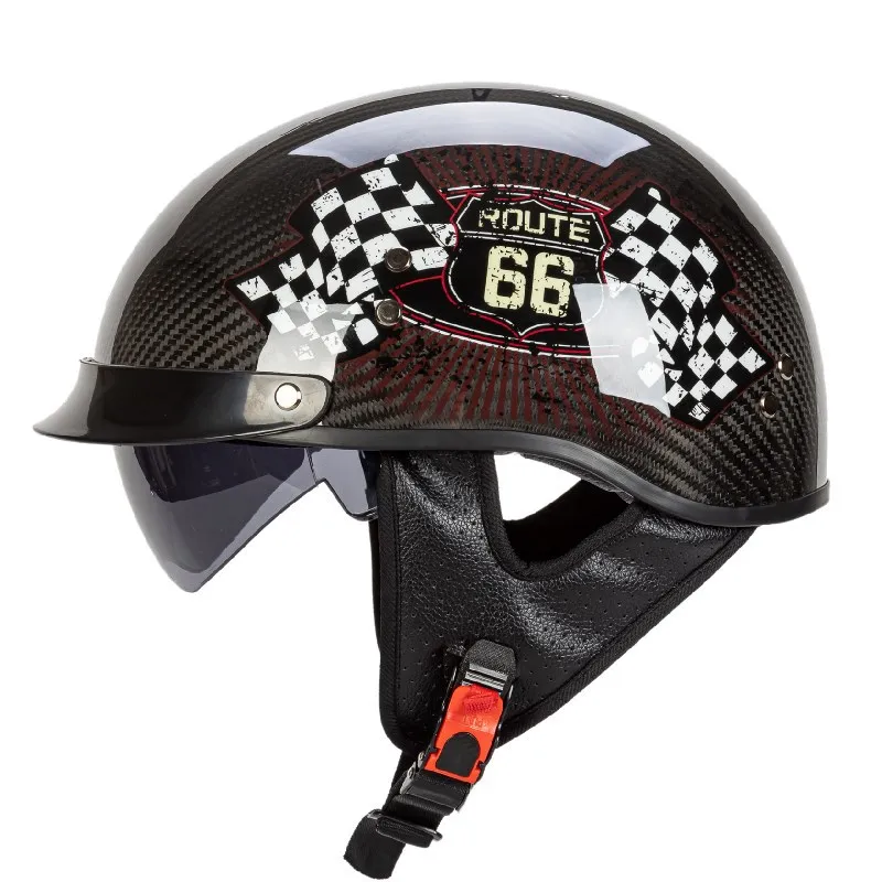 Genuine Carbon Fiber Motorcycle Helmet Headbone Cruiser Lightweight Vintage Retro Moto Motocross Harley Motorbike Half Helmets enlarge