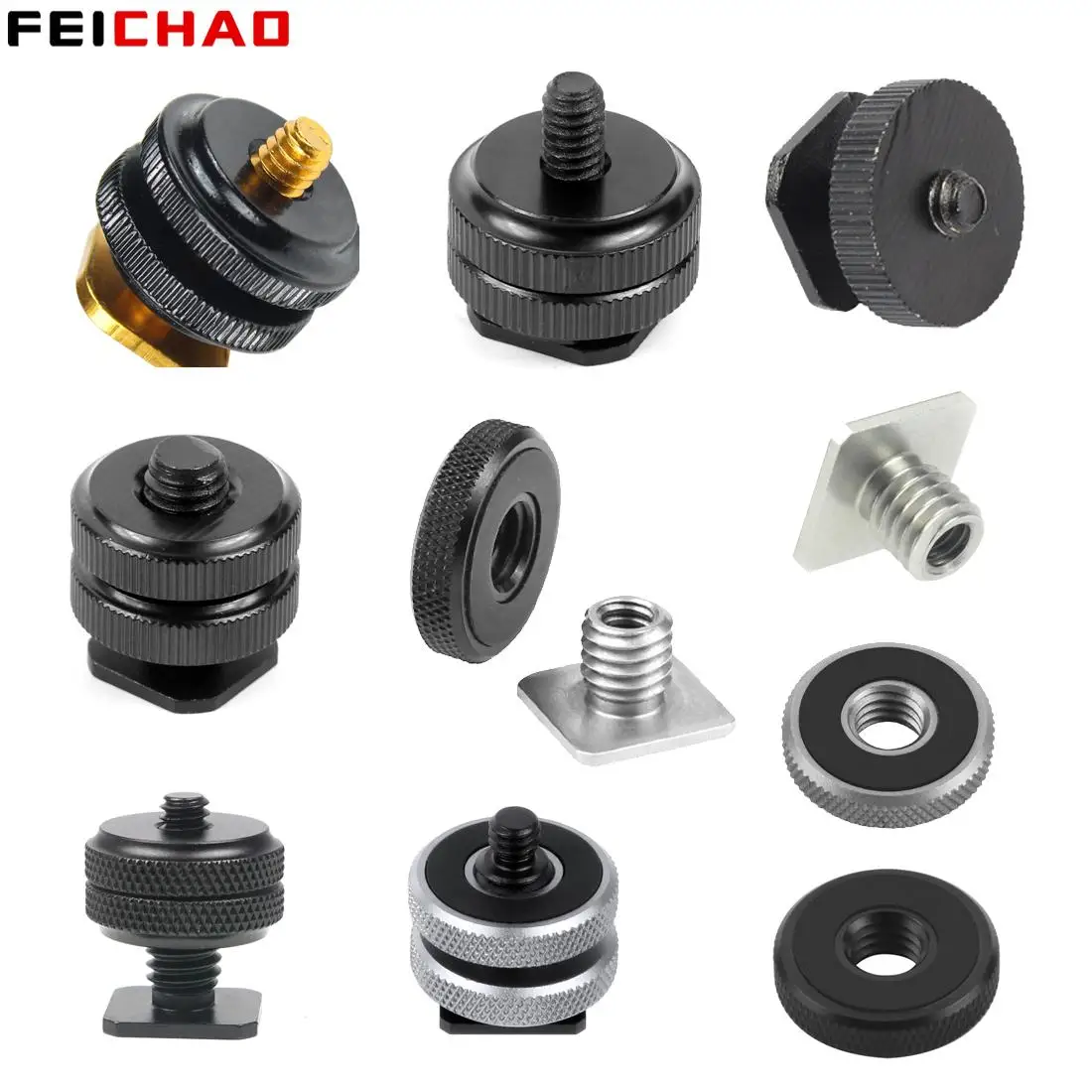 Крепление для штатива адаптер Горячий башмак 1/4 &quotвинт с одной гайкой двойной