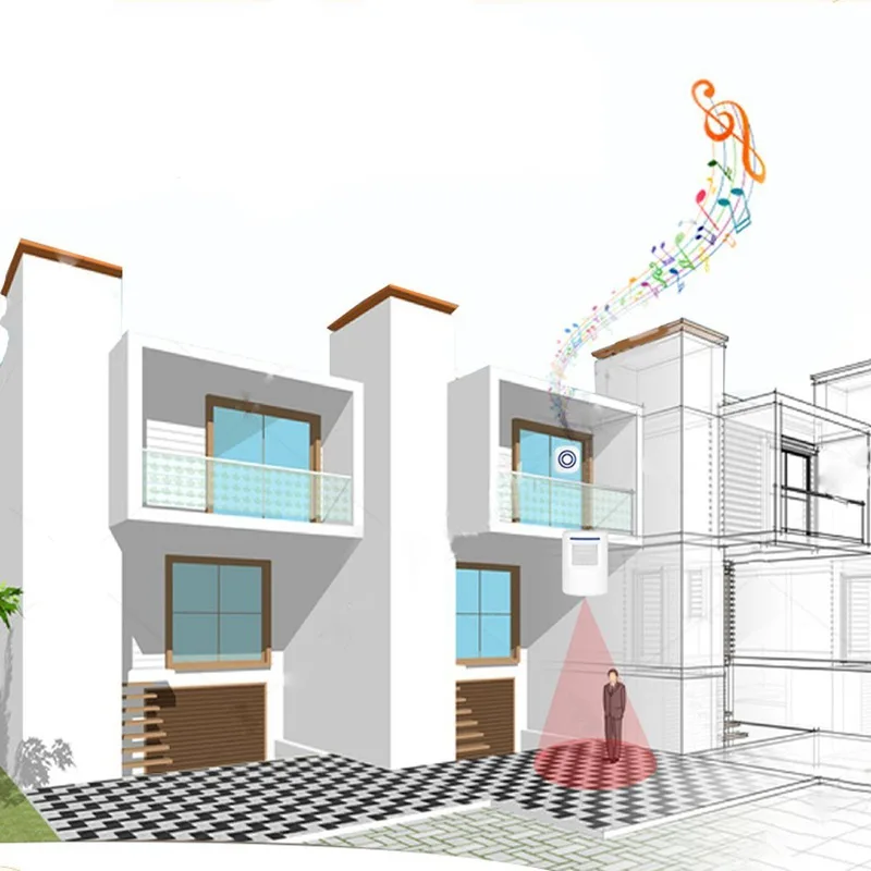 

Hot Door Chime,Wireless Business Door Motion Sensor Detector Smart Visitor doorbell Home Security Driveway Alarm with 1 Plug-in