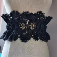 fashion lace women belts luxury gold yarn buckle wide corset belt female elastic bandage waistband all mathing decoration band