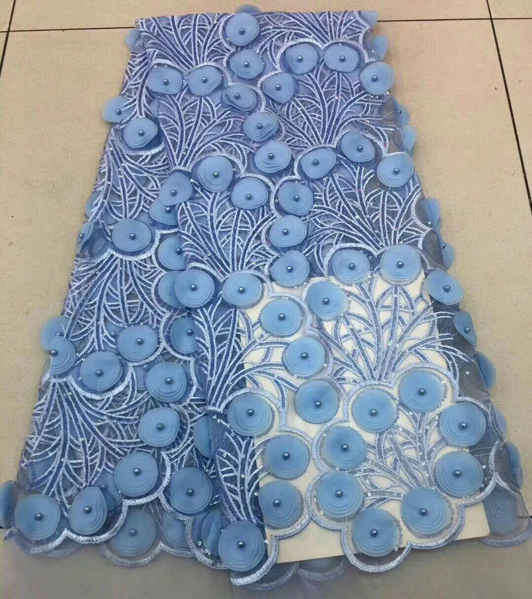 Розовое французское кружево ткань 3D бусины Цветочная вышивка высокое качество