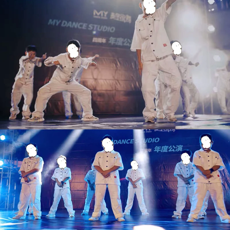 Танцевальные костюмы в стиле хип хоп топ с коротким рукавом и штаны летняя одежда