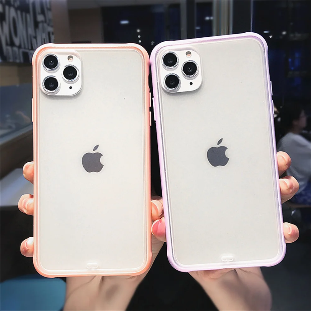 

7 Colors Shockproof Phone Cover For iPhone 12 Mini 11 Pro X XR XS Max 7 8 7Plus Matte Transparent Hard PC Back Cases Candy Color