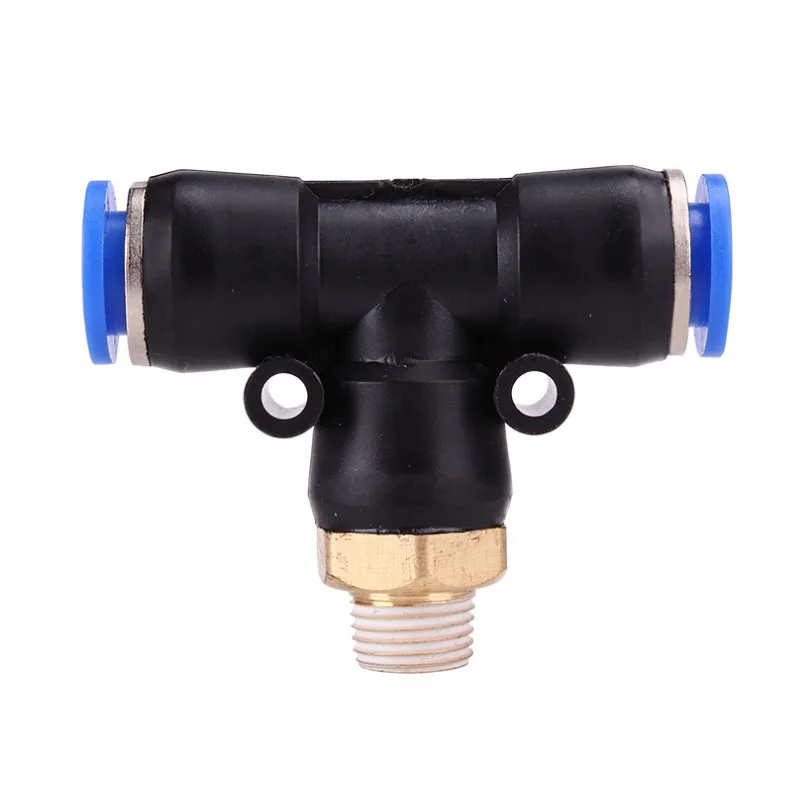 

Pneumatic Hose Air Connector Joint T-Shaped Tee 6mm 8mm 10mm 12mm Hose To 1/8" 1/4" 3/8" 1/2" BSP Male Thread Coupler