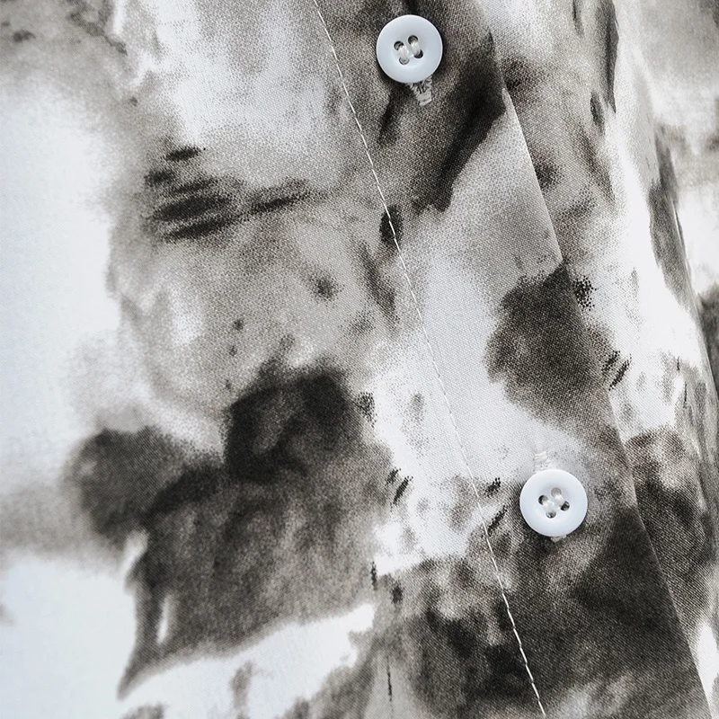 

Women Spring Autumn Tops Turn Down Collar Ink Printed Cardigan Top Office Lady Fashion Loose Tops Long Sleeves Outerwear