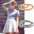 Модное двойное кольцо, эластичный металлический пояс для женщин, тонкий, золотой, серебряный цвет, пояс для женщин, женское платье, эластичный пояс для свадьбы