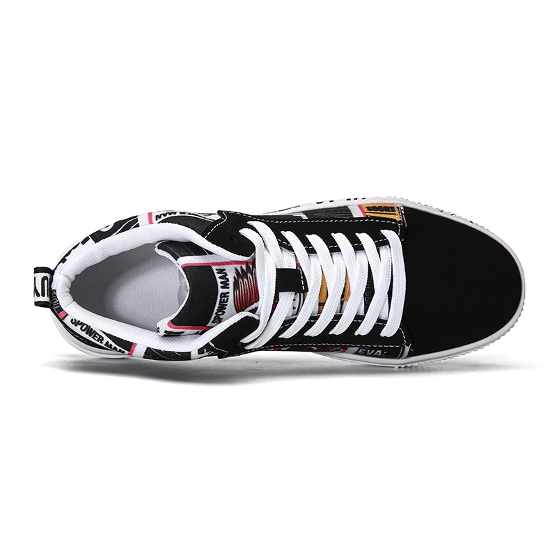 Brand New Men Sneakers High Top Women Fashion Casual Shoes Couple Printing Flat Walking Shoes Vulcanized Shoes Cool Street Shoes
