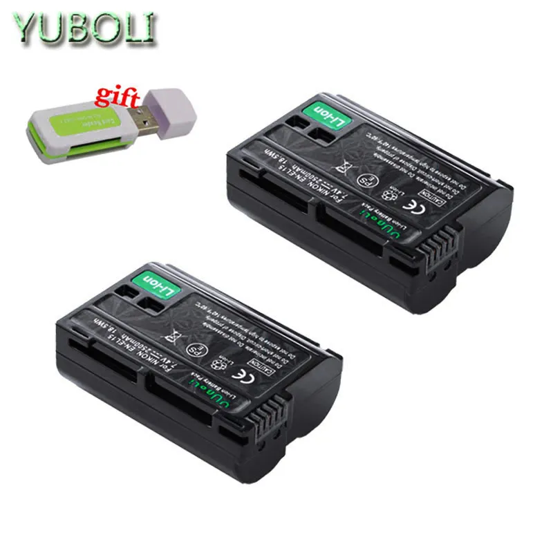 2battery EN-EL15 RU EL15 EN-EL15a ENEL15a RU EL15a Батарея+ USB Dual Зарядное устройство для Nikon D850 D810 D810A D750 D500 D7500 D7200 D7100 - Цвет: 2battery
