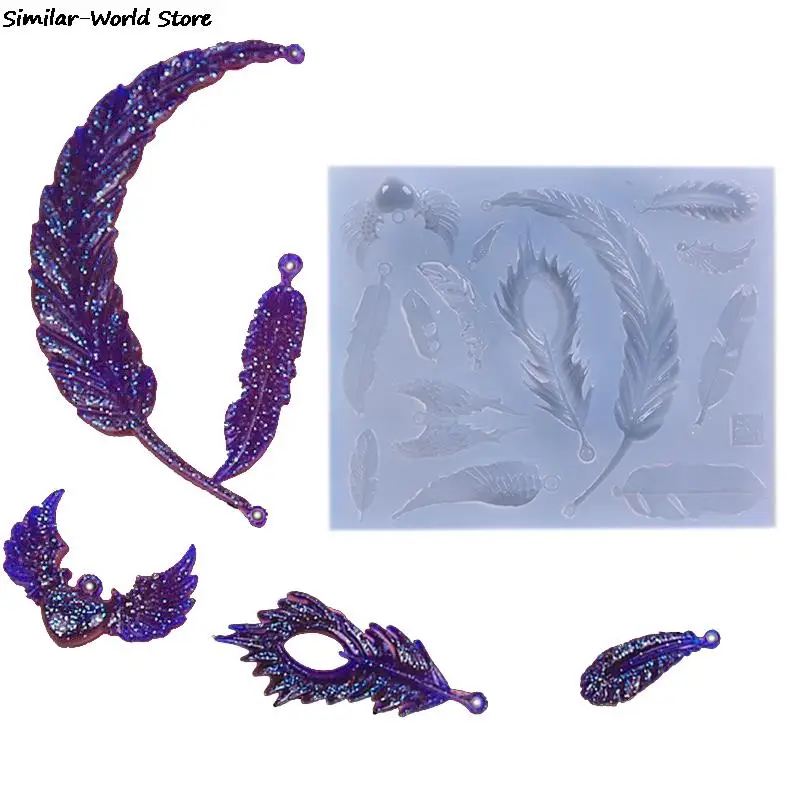

1pcs UV Resin Jewelry Liquid Silicone Mold Feather Resin Charms Molds For DIY Intersperse Decorate Making Jewelry